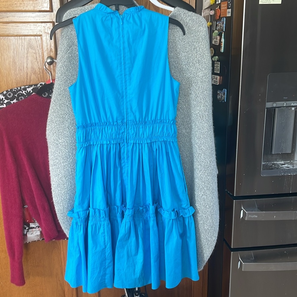 Lilly Pulitzer Elina Stretch Cotton Dress Tiered Ruffle In Blue Size 0 - Picture 7 of 9